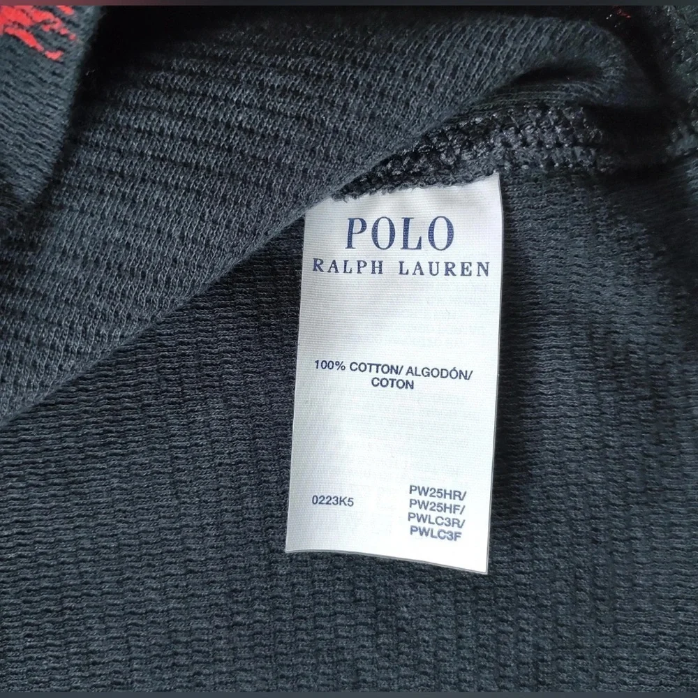 Polo Ralph Lauren Sleep Shirt Men’s Thermal Cotton Top Black Red Pony print M L